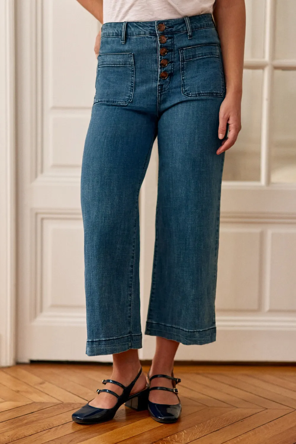 La Petite Etoile Atlanta jeans wijd stone uitgewassen