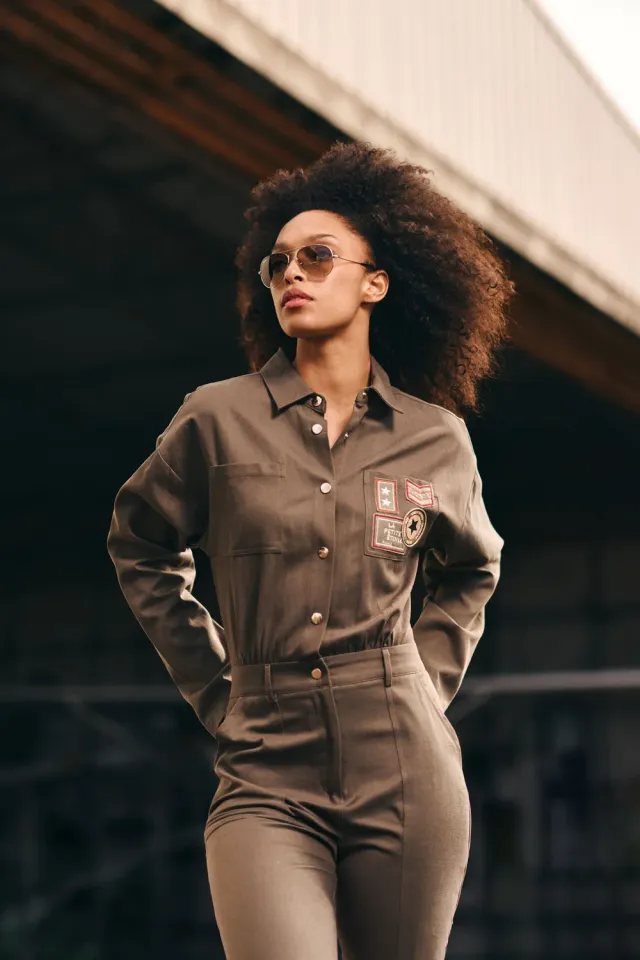 La Petite Etoile Lenny jumpsuit kaki lange mouw