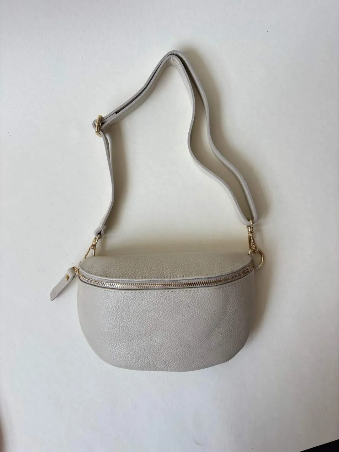 Amiek Nelly heuptas groot beige leer