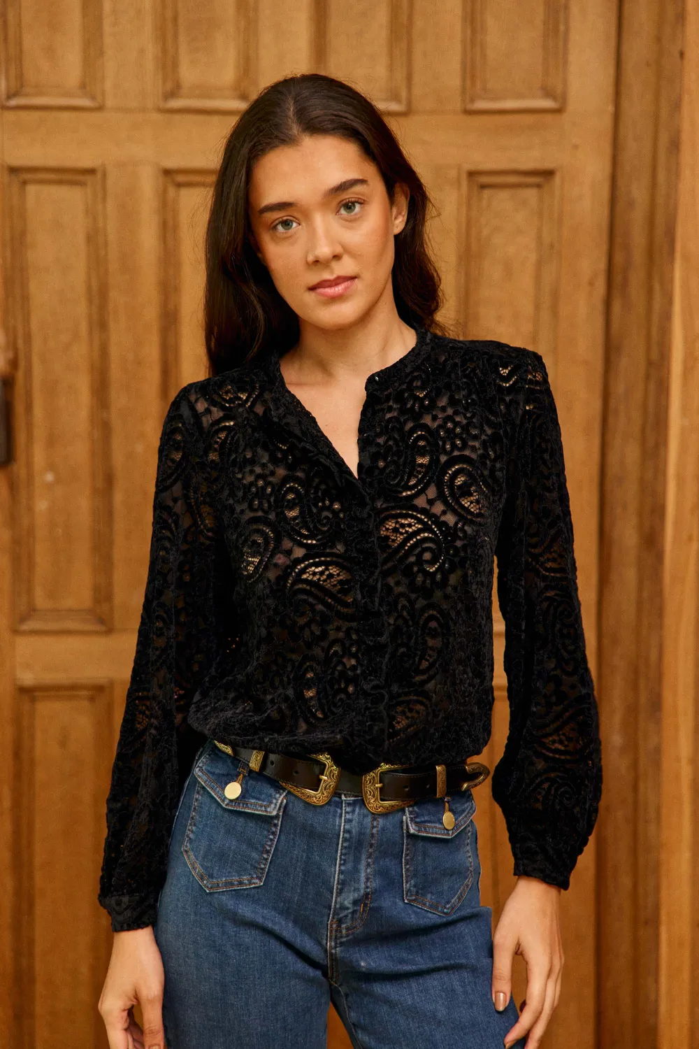 La Petite Etoile Assia riem zwart leer dubbele gesp