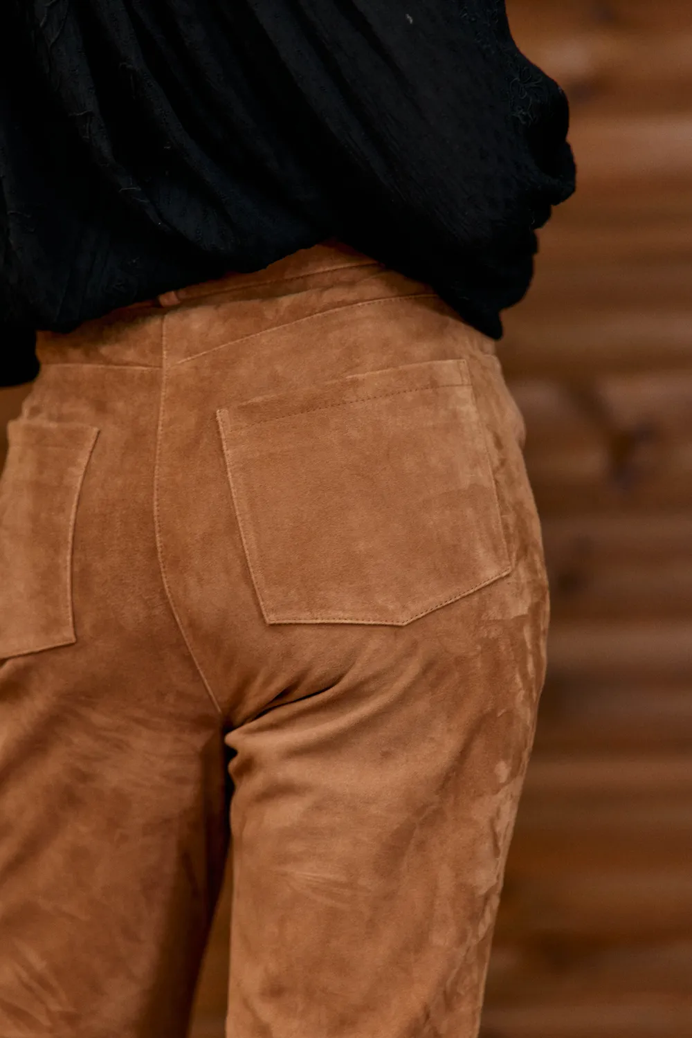 La Petite Etoile Farey broek camel leer flare