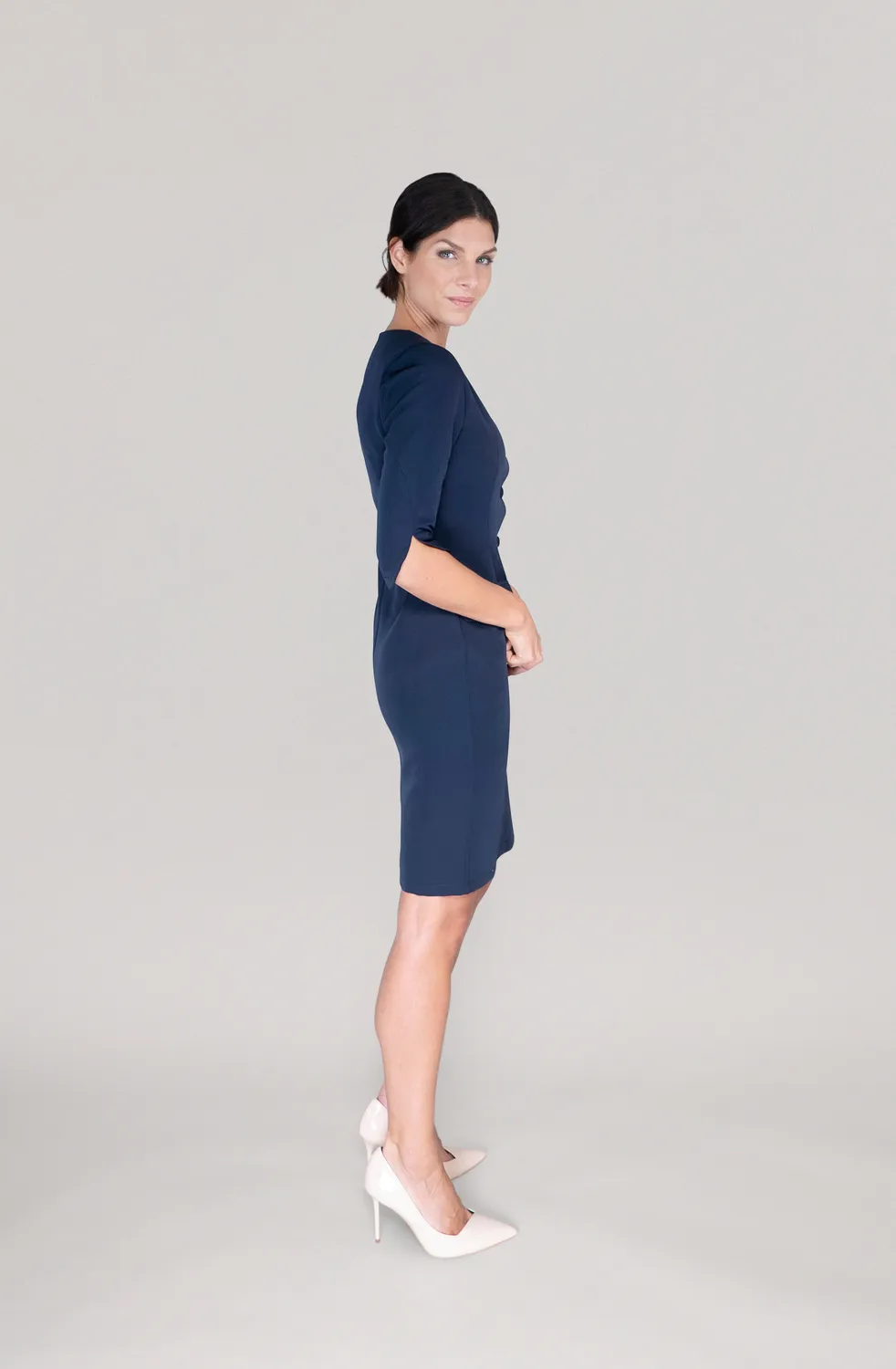 Laboutiek The Button jurk navy blue stretch