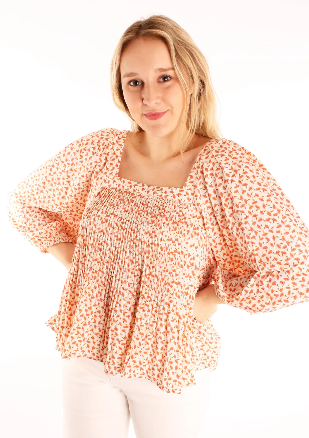 LOVEDRUNKY Blouse Plissé blouse roze bloemen
