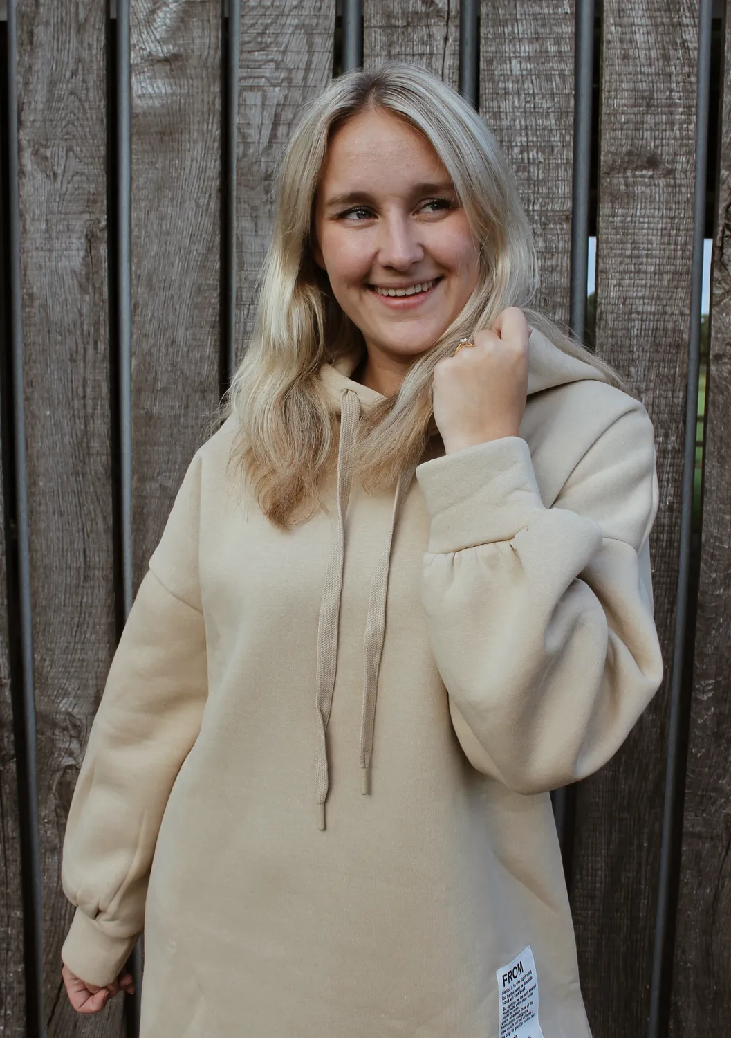 LOVEDRUNKY Hoodie Jurk Beige met Fleece