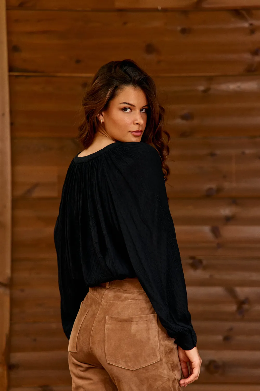 La Petite Etoile Bexley blouse zwart wijd dobby