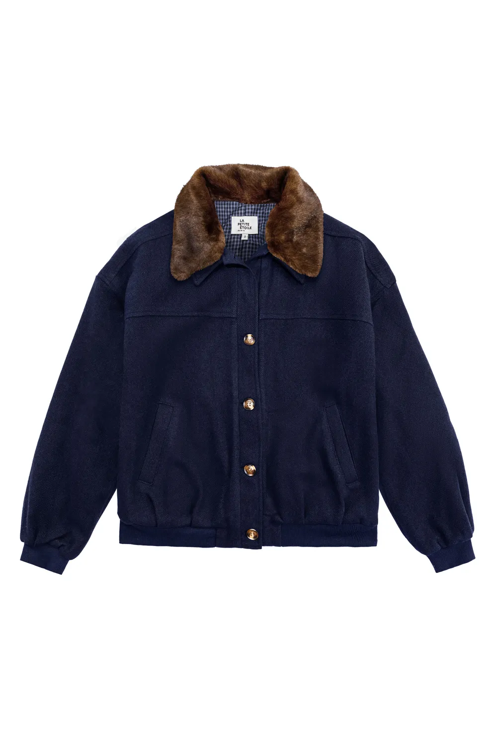 La Petite Etoile Videl blouson marine met bontkraag
