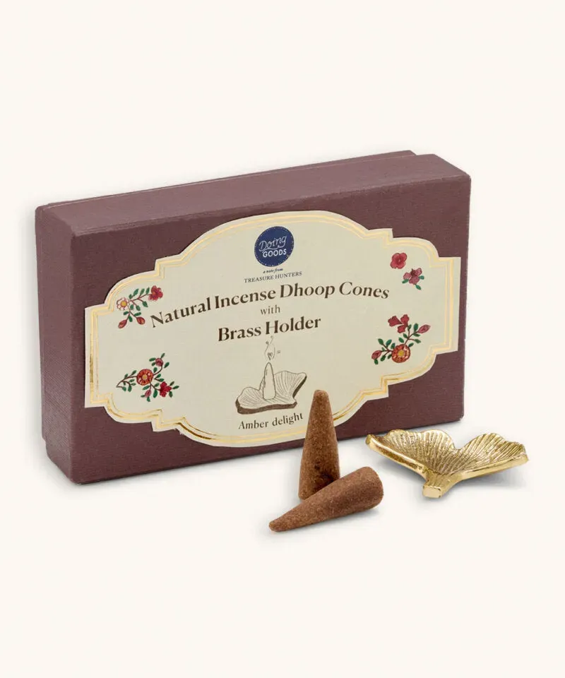 Amiek Amber wierookkegeltjes geschenkset messing