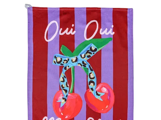 Amiek Oui Oui Mon Cheri theedoek katoen print