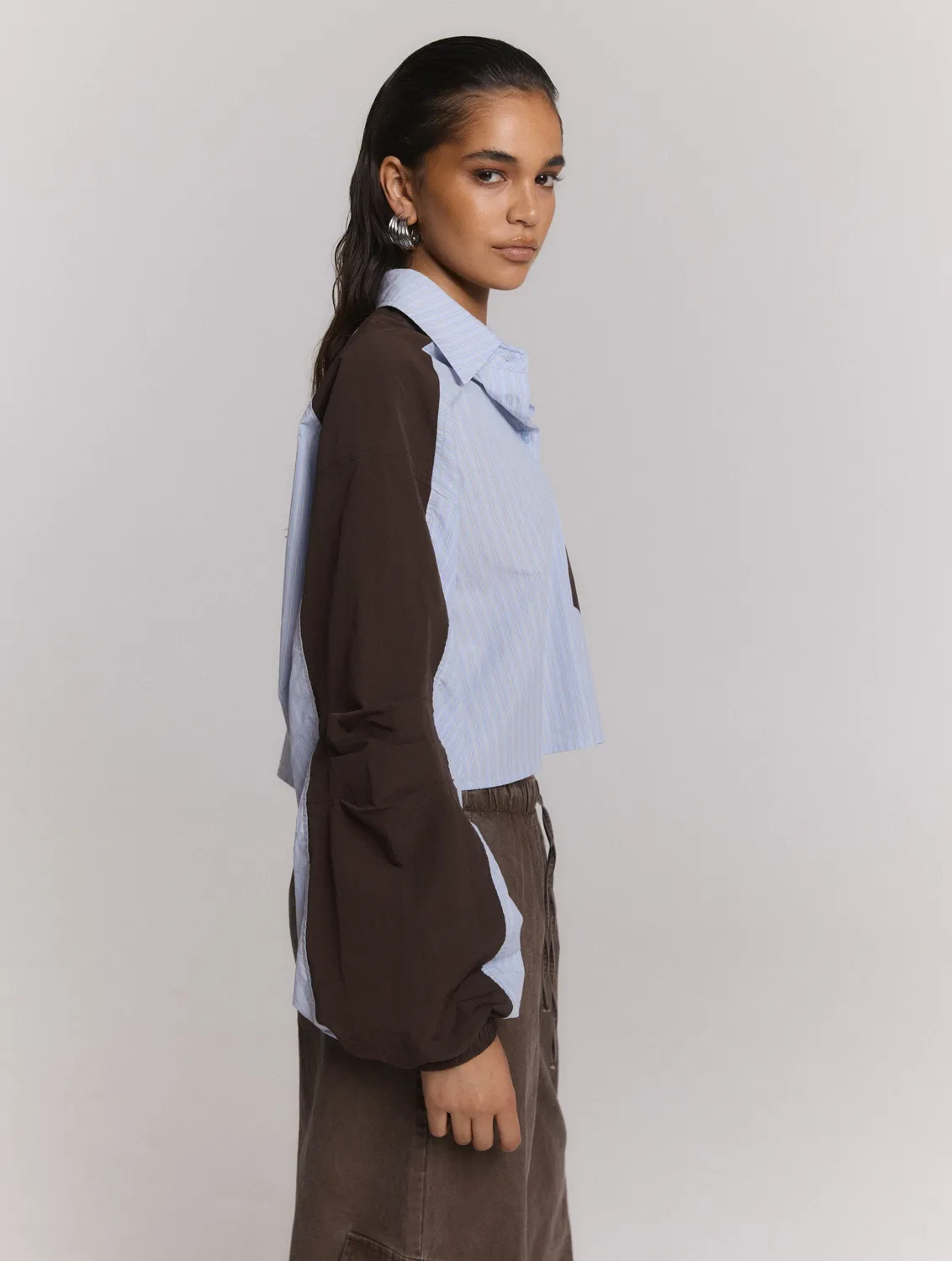 Amiek Noor blouse oversized lichtblauw streep
