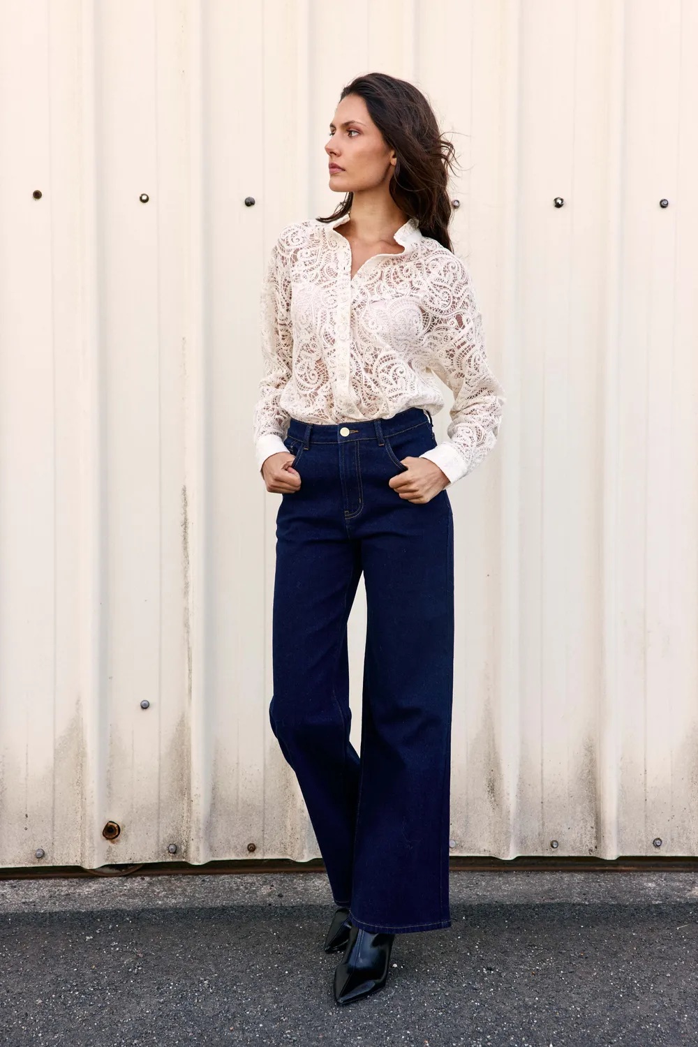 La Petite Etoile Clozya blouse ecru kant met volants