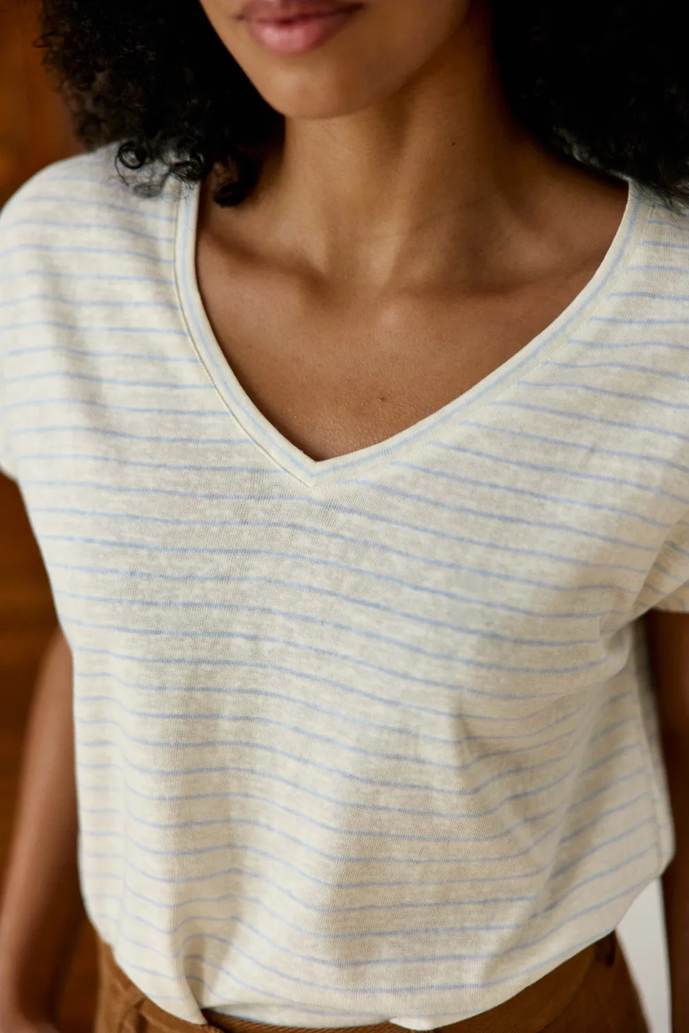 La Petite Etoile Marcelina mariniere shirt ecru ciel