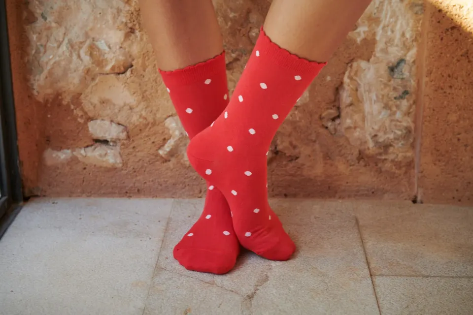 Amiek Etta Sokken rood glitter stippen 40-42