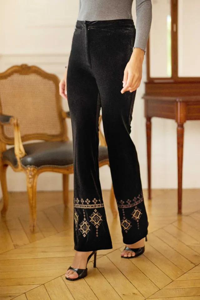 La Petite Etoile Palmera Flare broek zwart fluweel