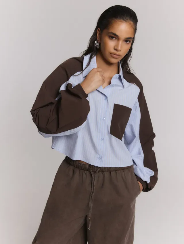 Amiek Noor blouse oversized lichtblauw streep