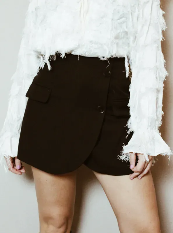 LOVEDRUNKY Wrap skort zwart wikkelrok