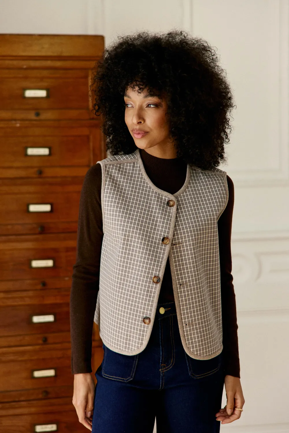 La Petite Etoile Vinko bodywarmer taupe omkeerbaar