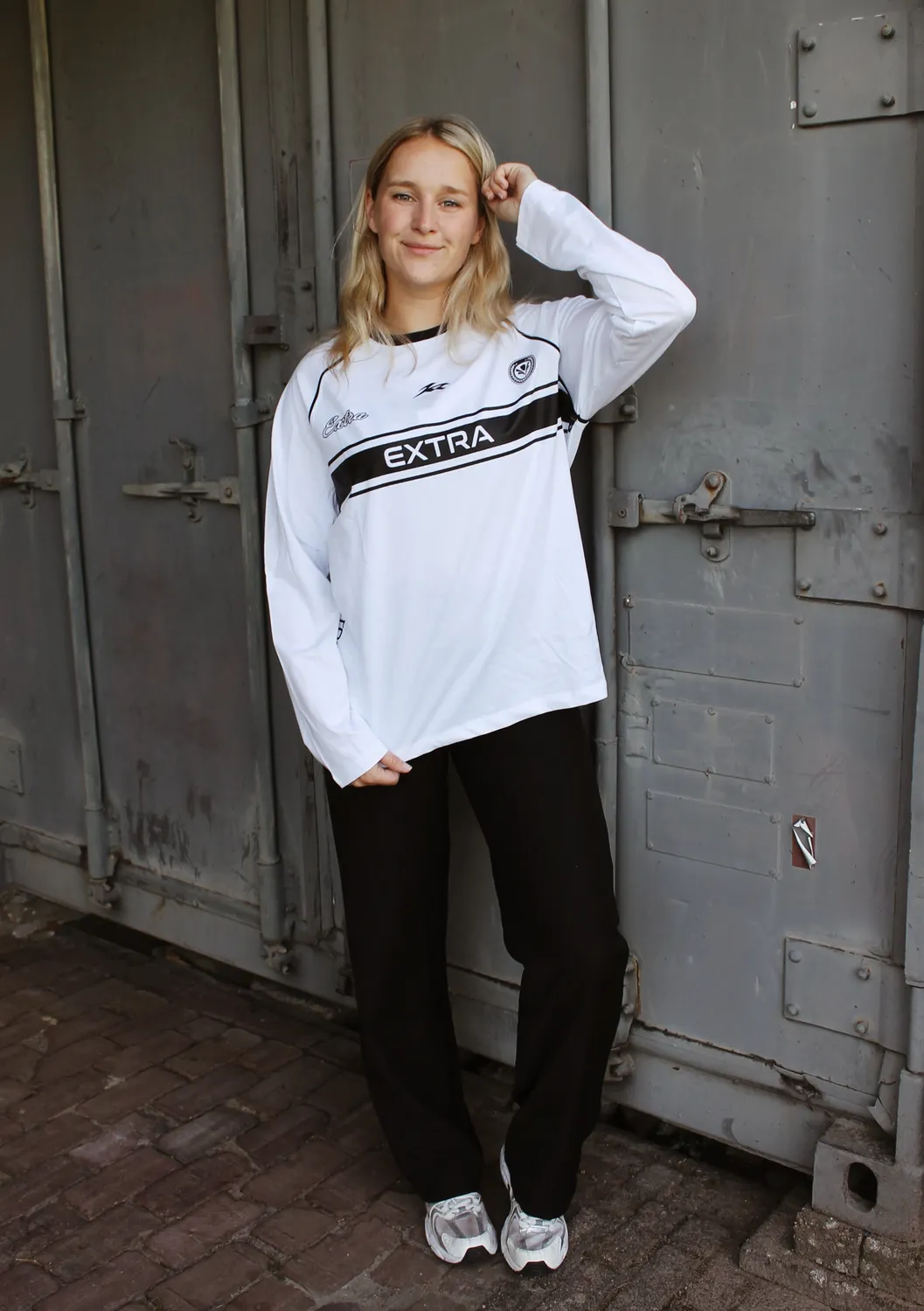 LOVEDRUNKY Jersey Extra longsleeve wit relax fit