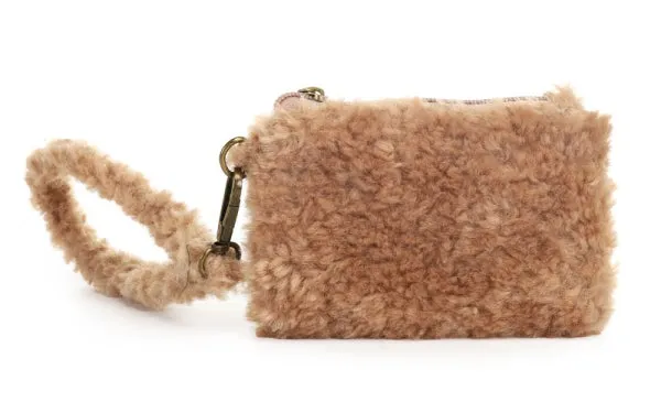 Amiek Fien camel teddy portemonnee met polsbandje