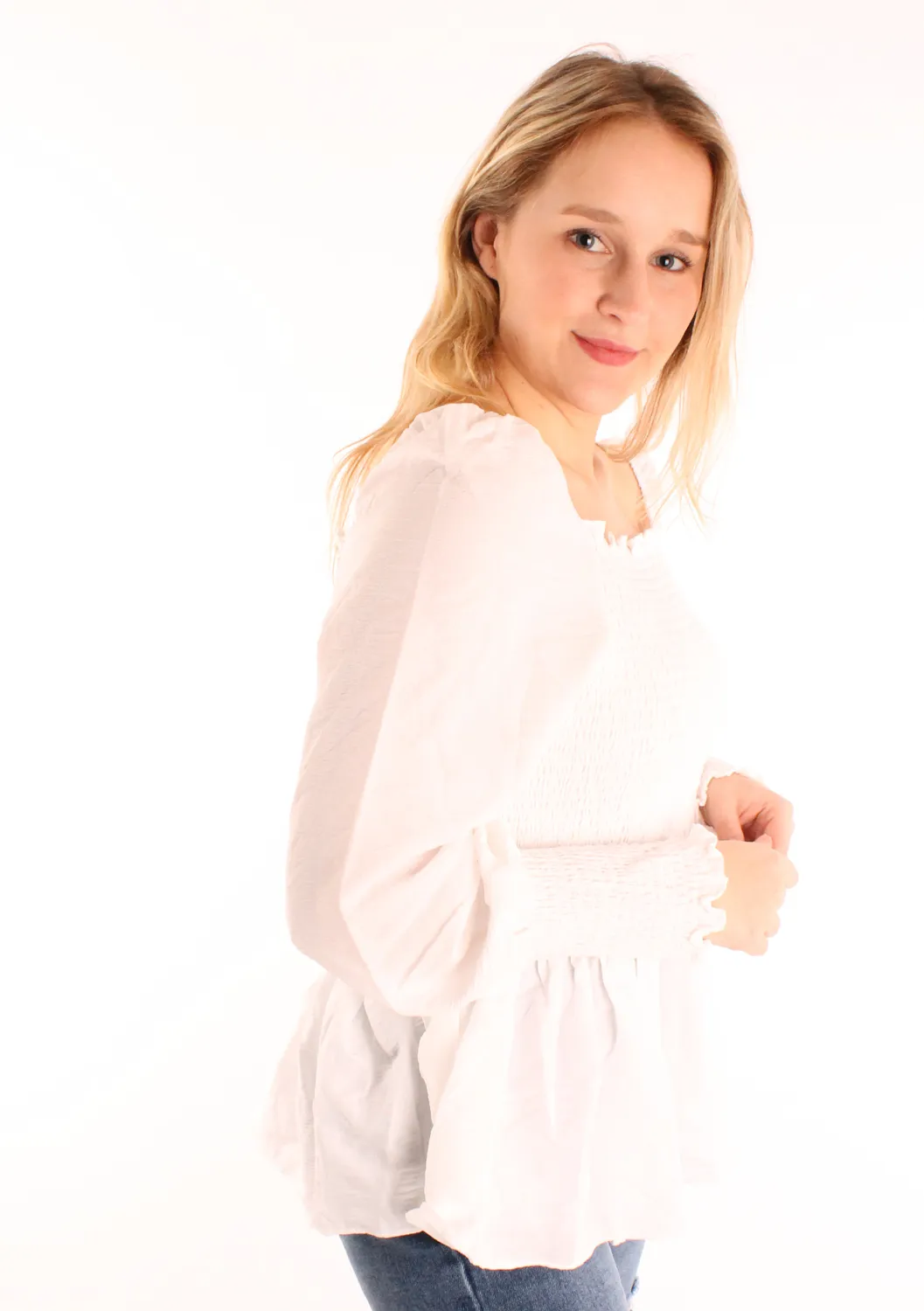 LOVEDRUNKY Smock blouse wit met smock en ruffle
