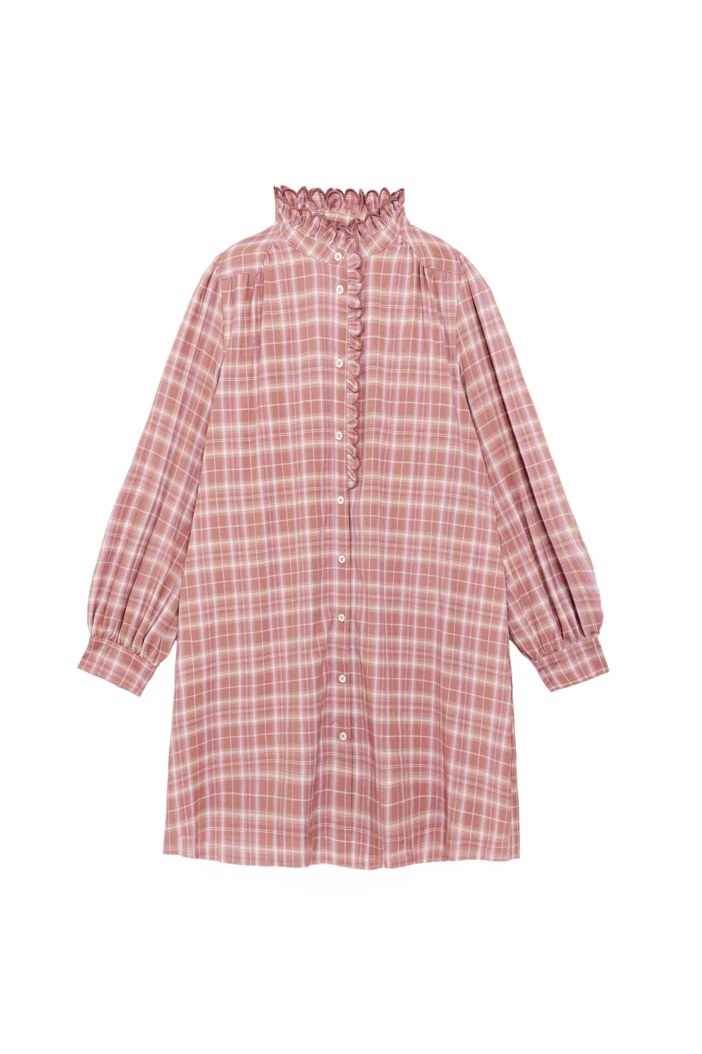 La Petite Etoile Raquel jurk roze ruitjes korte mouw