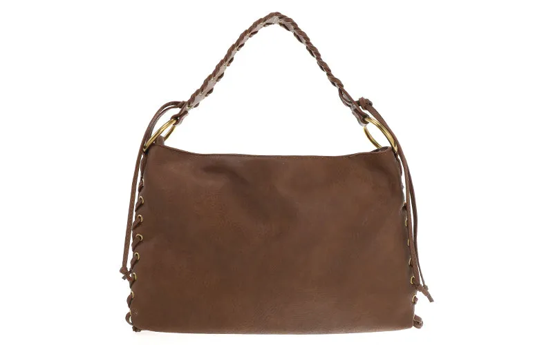 Amiek Burnie schoudertas camel vegan leer 30 cm