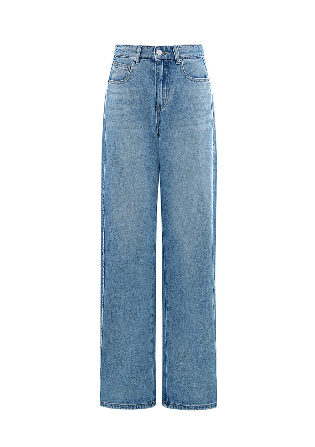LOVEDRUNKY Wide Leg Raw jeans blauw high waist
