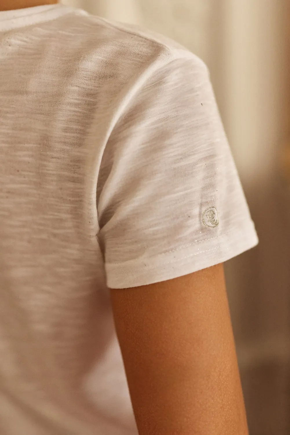 La Petite Etoile Elva T-shirt wit met pailletten