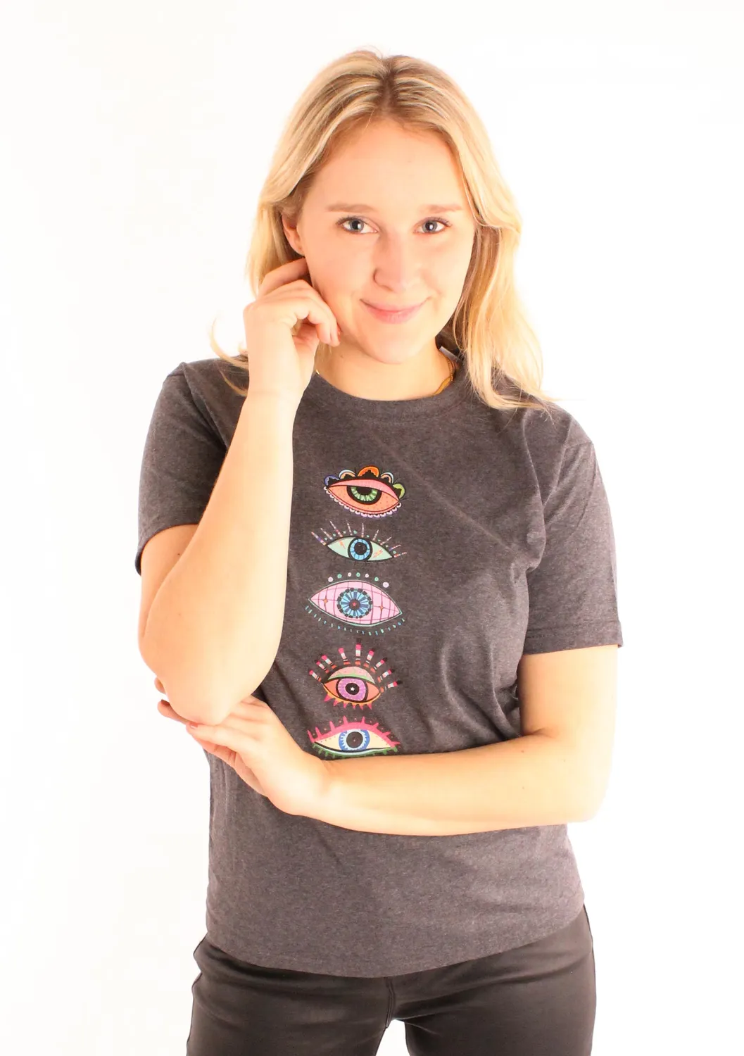 LOVEDRUNKY Eyes T-shirt donkergrijs regular fit