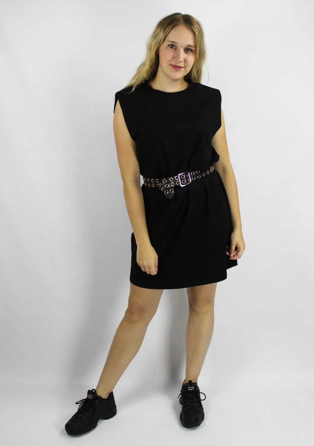 LOVEDRUNKY Padded Shoulder Jurk Zwart Recht