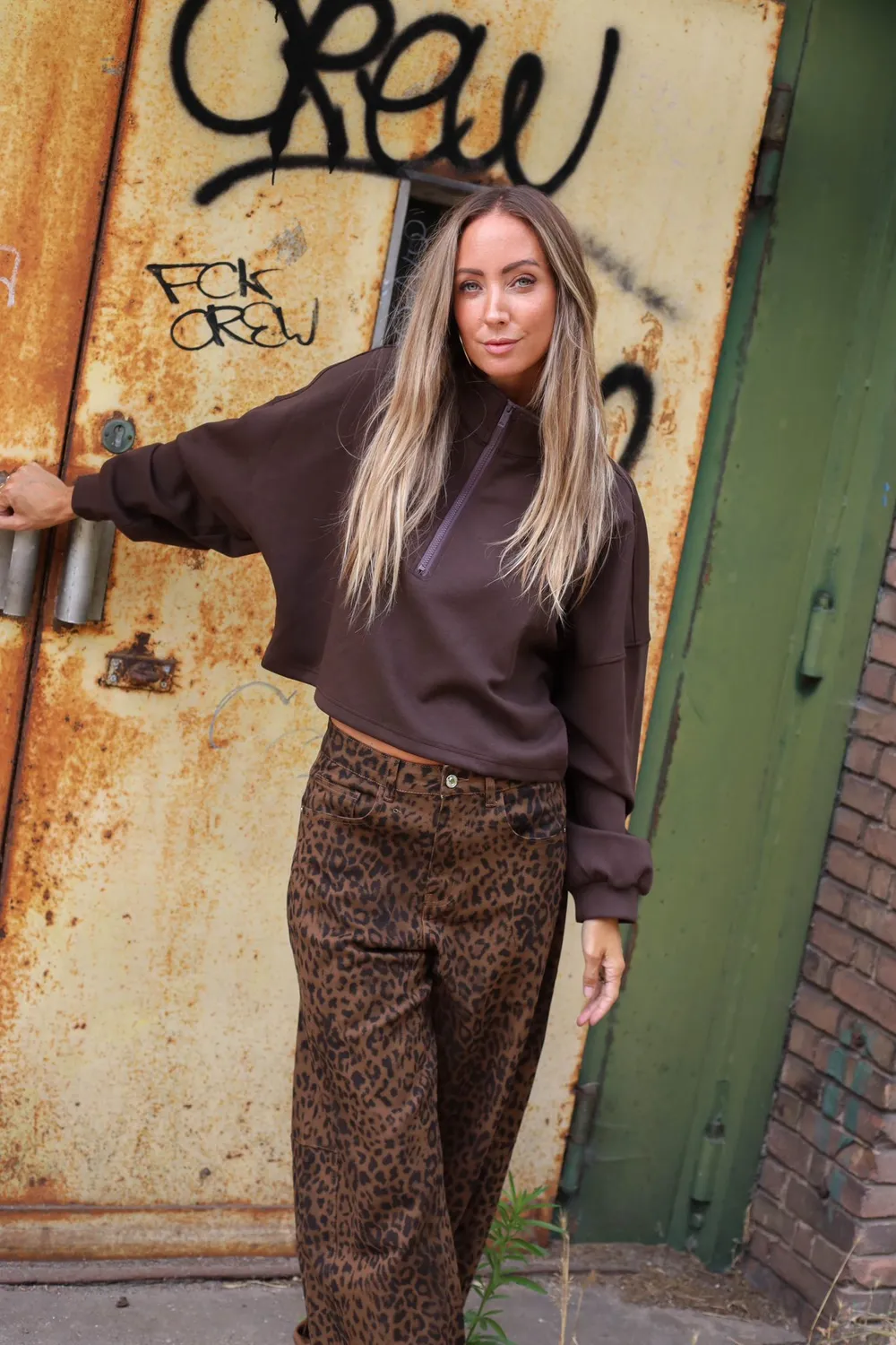 Amiek Dakota broek panter barrelfit stretch