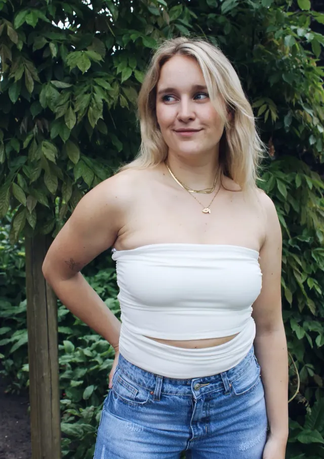 LOVEDRUNKY Cut Out tube top wit dubbele stof