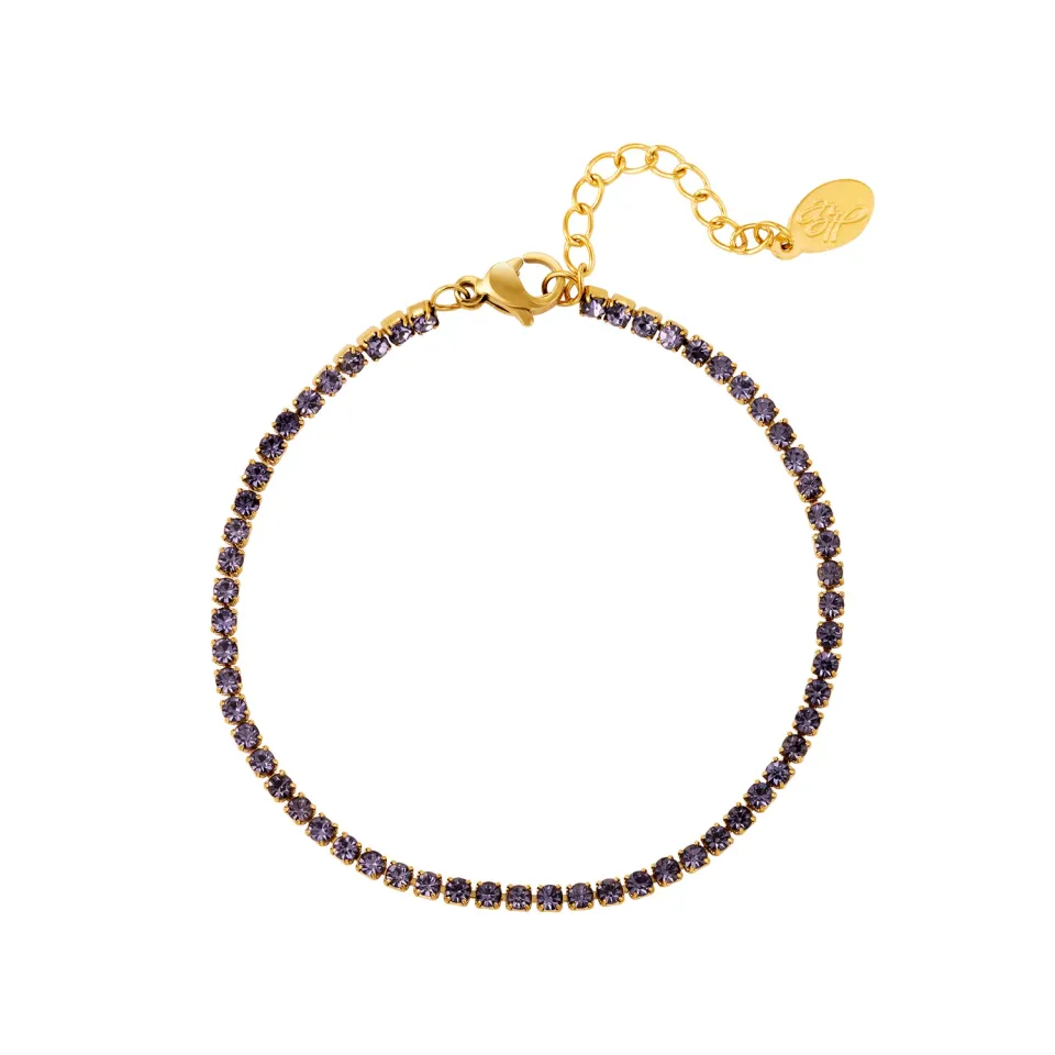 LOVEDRUNKY Diamant armband goud paarse steentjes