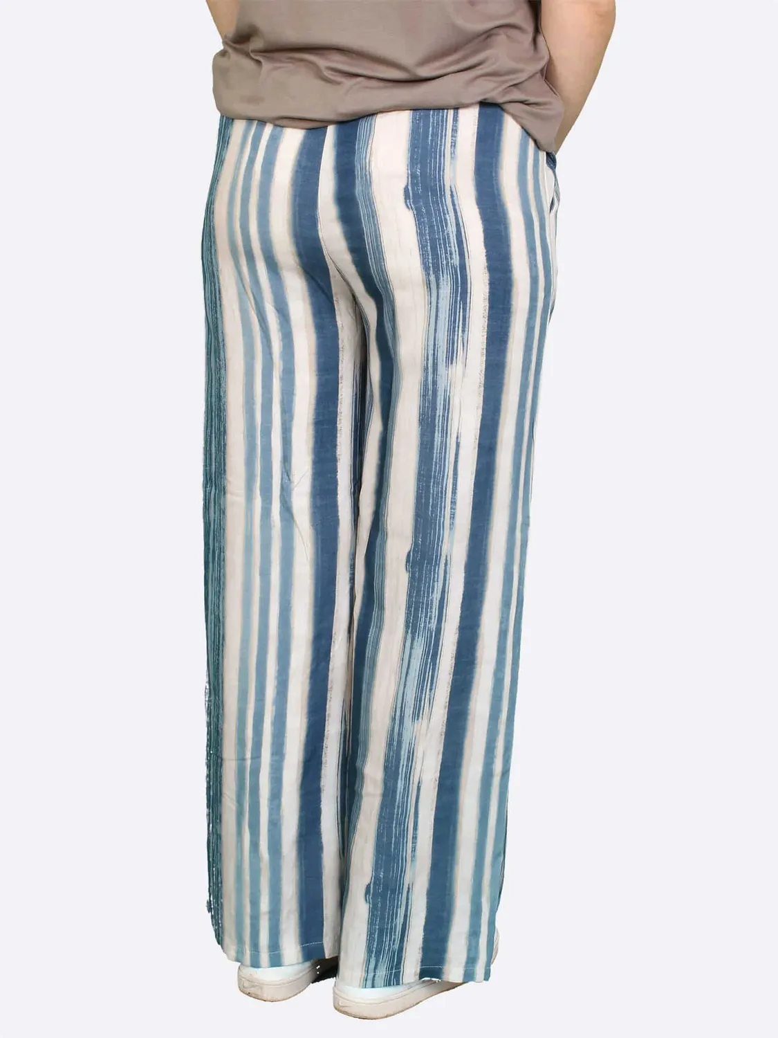 Seniorenkleding Wellington pantalon blauw viscose print