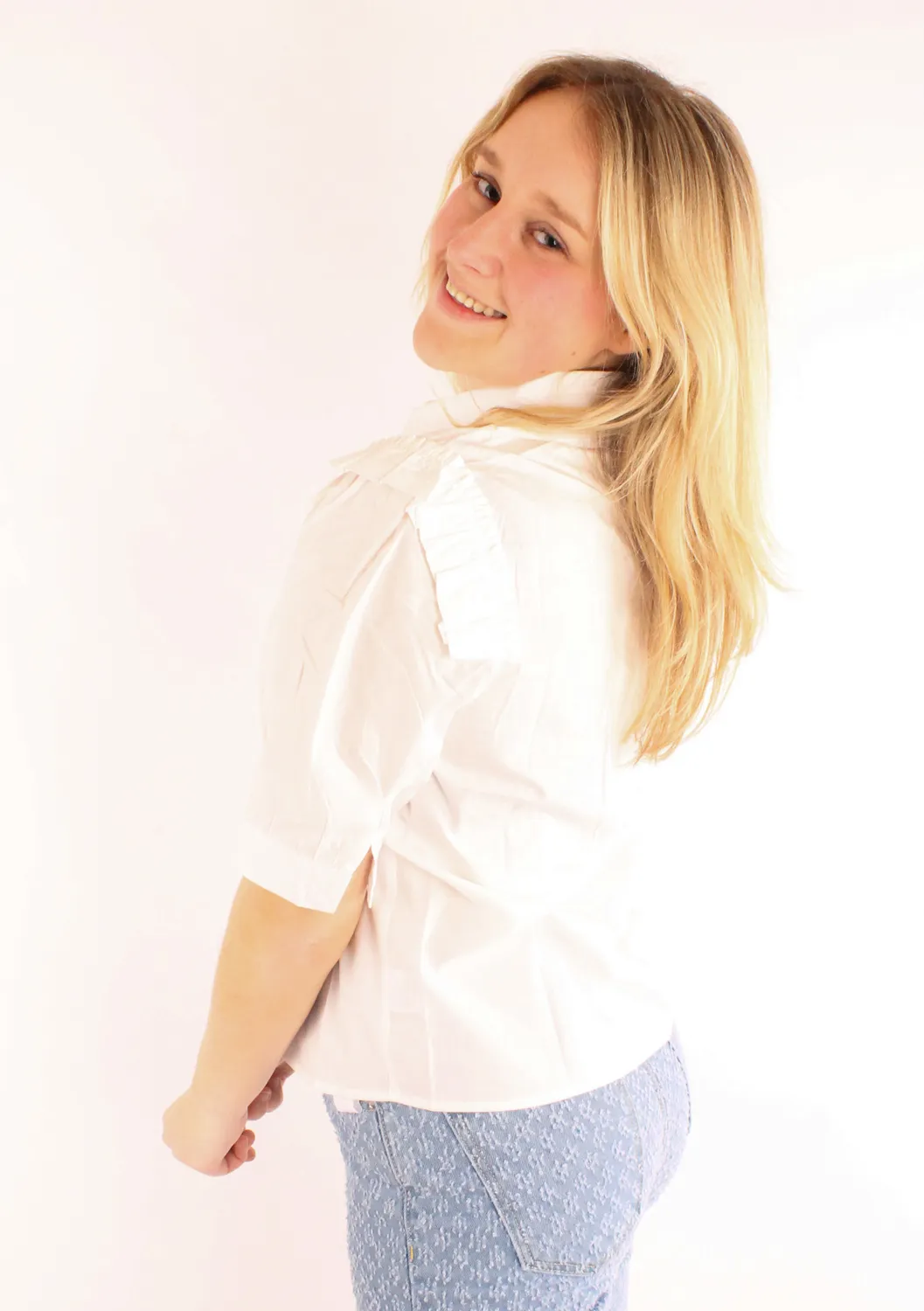 LOVEDRUNKY Ruches blouse wit korte mouw