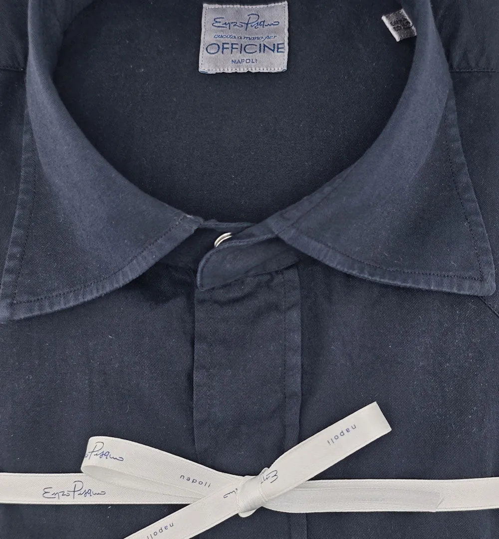 Officine Napoli Pisano Luca overhemd navy katoen