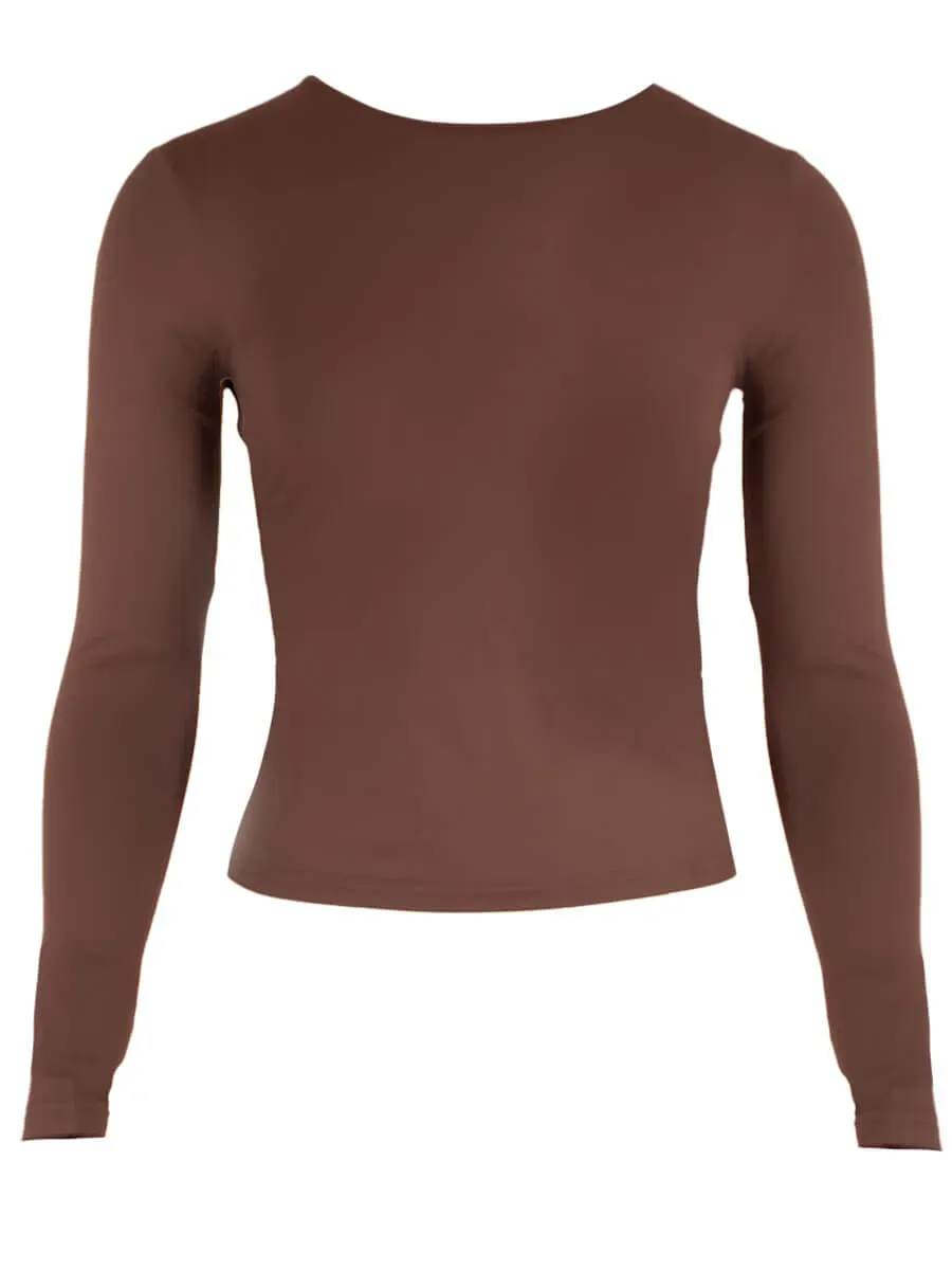 Amiek Viola Top Viola top bruin gladde stof