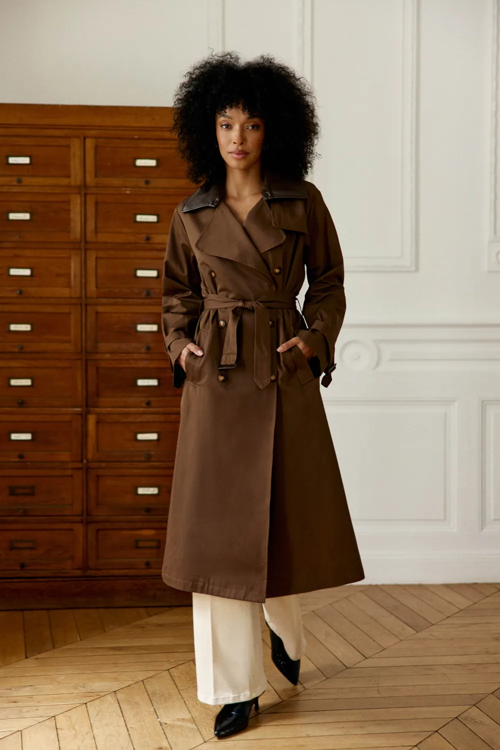 La Petite Etoile Faragi trenchcoat midi 16-marron bruin