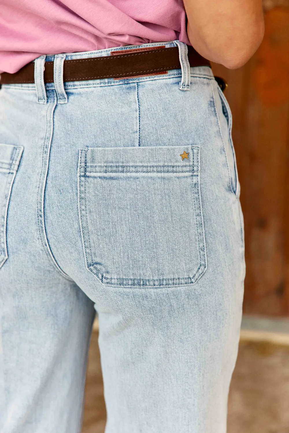 La Petite Etoile Petrona jeans wijd double stone blauw