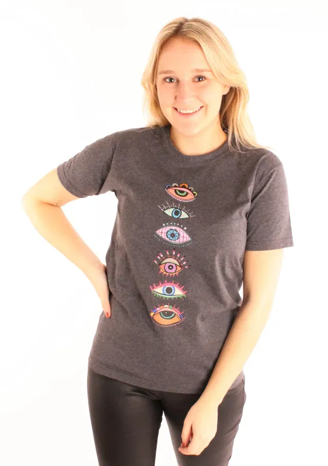 LOVEDRUNKY Eyes T-shirt donkergrijs regular fit