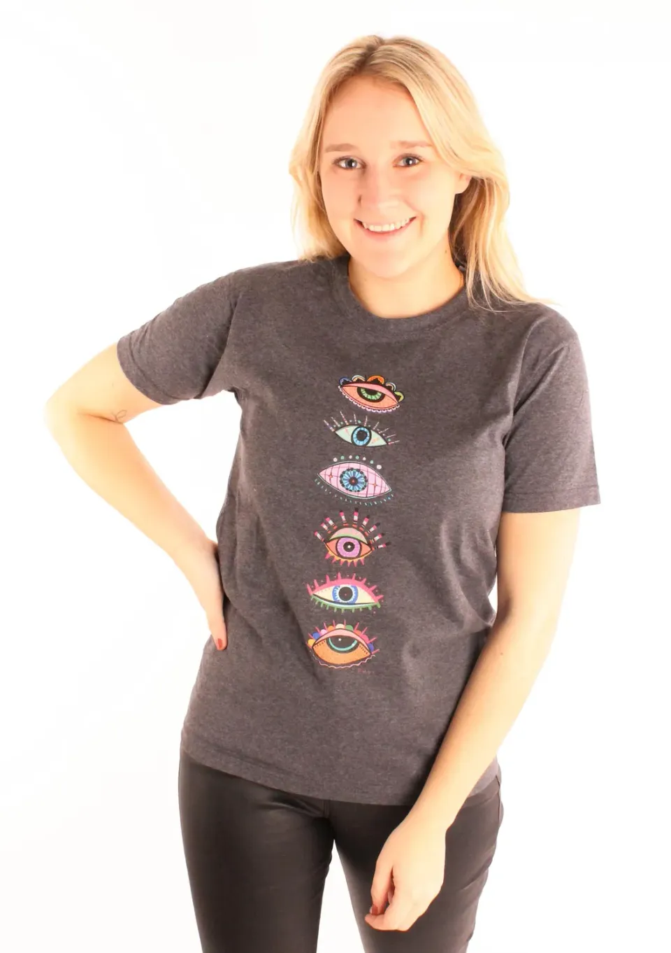 LOVEDRUNKY Eyes T-shirt donkergrijs regular fit