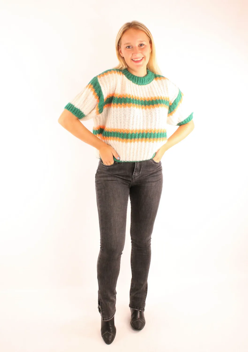 LOVEDRUNKY Poppy trui groen beige oversized knit