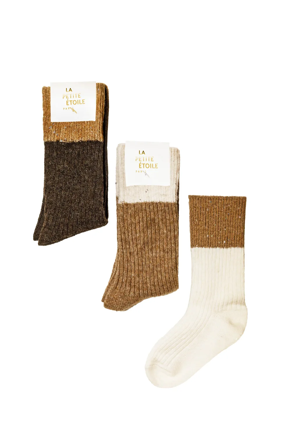 La Petite Etoile Adam sokken ecru beige bruin 3-pack