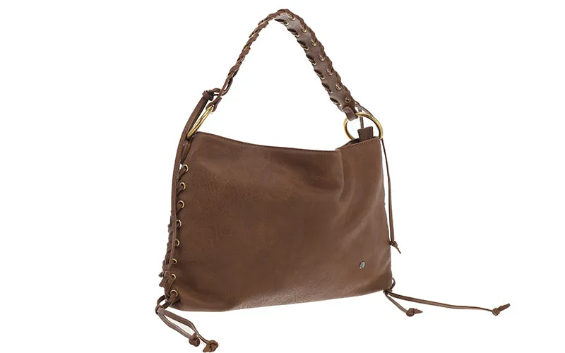 Amiek Burnie schoudertas camel vegan leer 30 cm