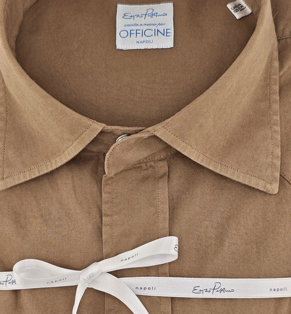 Pisano X Officine Luca overhemd tabak katoen