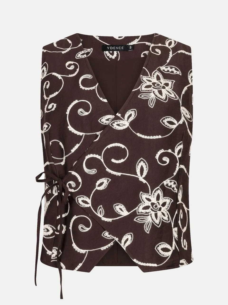 Amiek Inge gilet donkerbruin overslag V-hals
