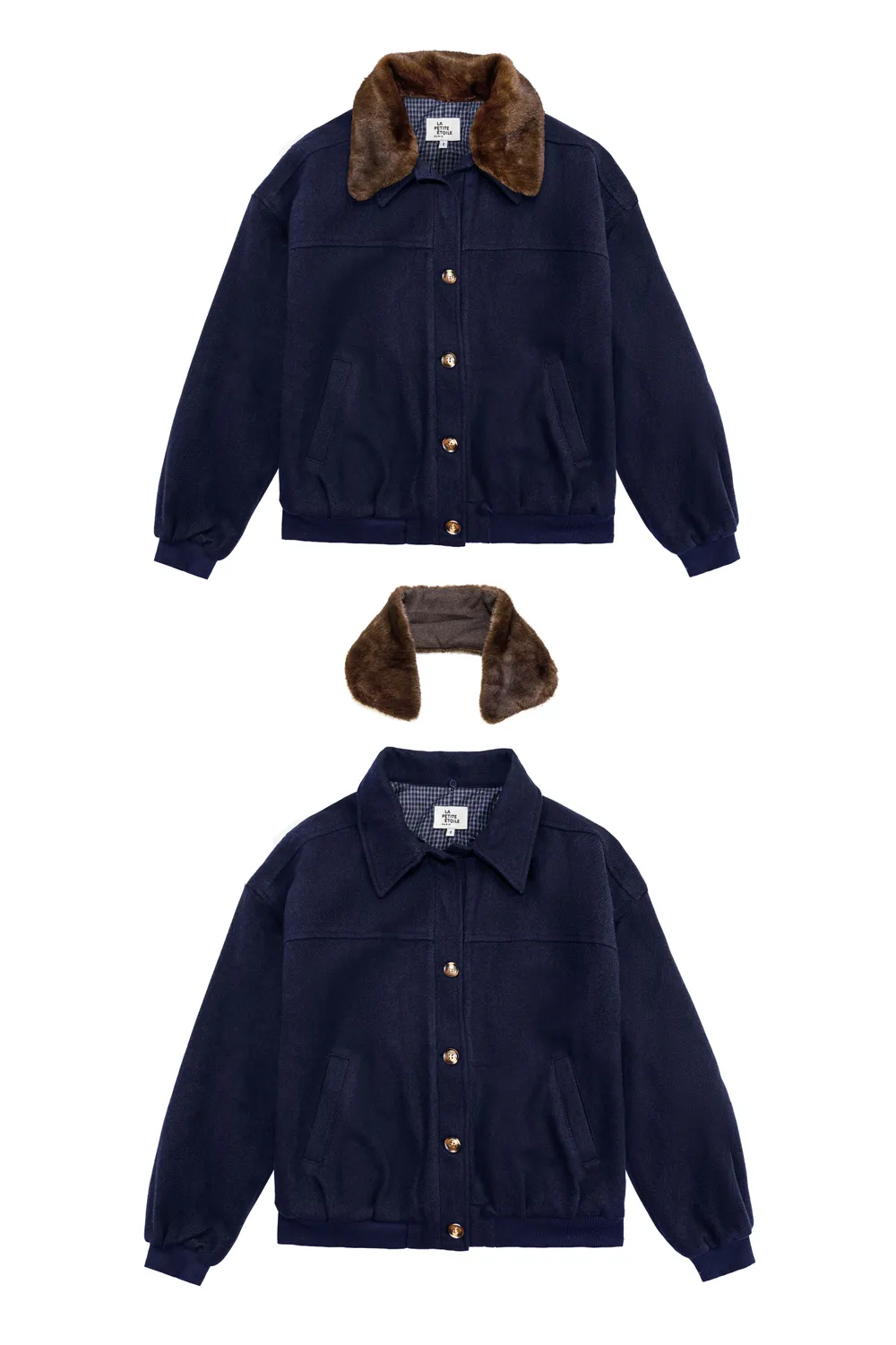 La Petite Etoile Videl blouson marine met bontkraag