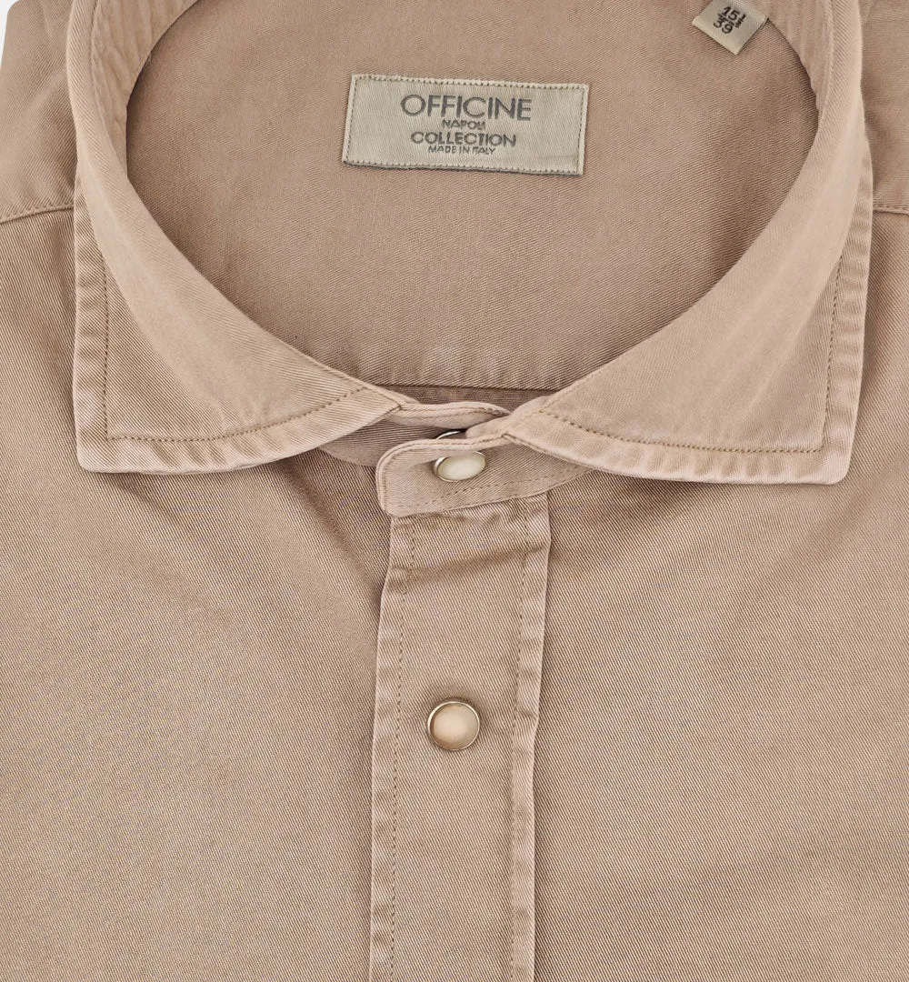 Officine Napoli Niko 1379 164 overhemd zand katoen