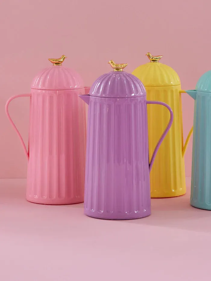 Amiek Thermoskan roze thermosfles 1 liter vogeltje