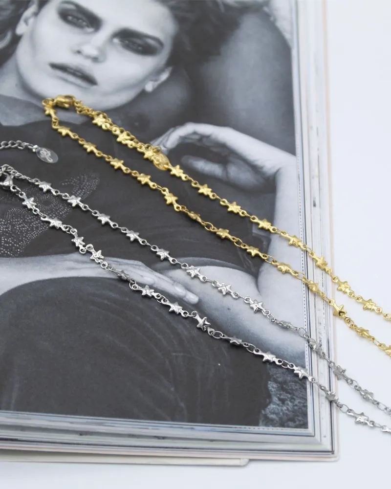 LOVEDRUNKY Chained Star Ketting Zilver 40 cm