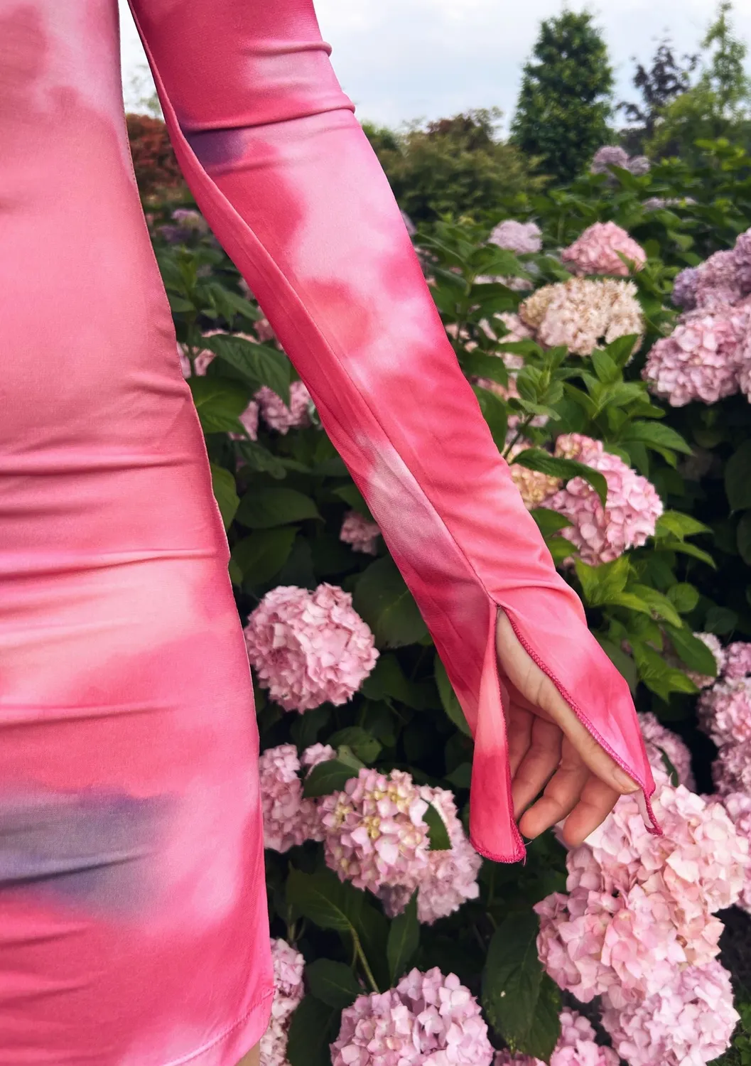 LOVEDRUNKY Dreamy jurk roze print lange mouw